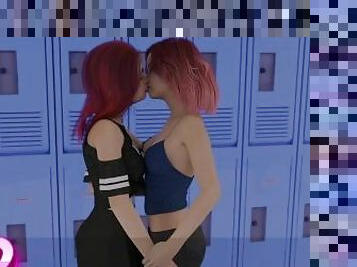lesbian-lesbian, berciuman, fantasi