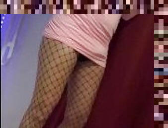 Become true sissy dress and fishnet