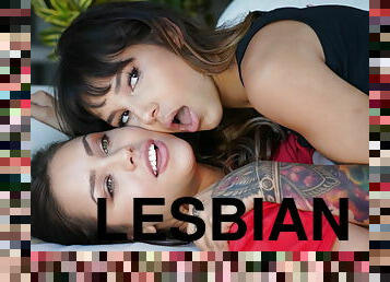 Sweet tender girls Alina Lopez and Kitty Carrera do lesbian things