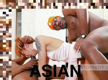 asiatisk, kone, blandede-racer, gruppesex, sort