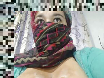 Sexy arab fucks her big jizzed tits