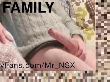 Risky wanking to porn while family rest upstairs. Big cock jerked to cumshot.. cumming soon