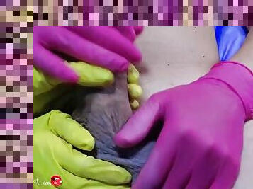 New Beauty Treatment - 4 Hands Handjob with Latex Gloves