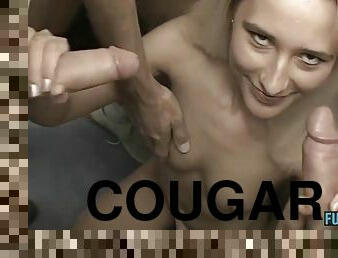 Blonde cougar bukkake gangbang video
