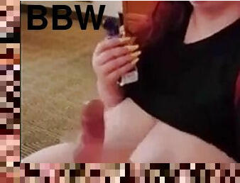 Redhead bbw tittyfucking and jerking off