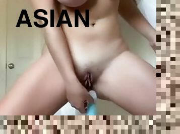 asiatisk, store-pupper, onani, orgasme, pissing, amatør, leke, riding, dildo, alene