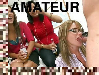 festa, amador, chupanços, sexo-em-grupo, cfnm, excitante, chupando