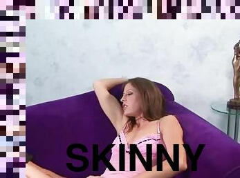 Skinny milf in pink lingerie goes anal