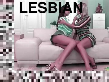 Arousing tongue kisses lead to lesbian licking