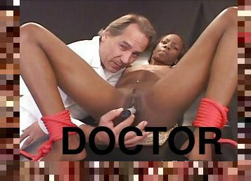 Sex mad doctor electro shocks black chick!