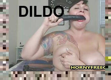 Strange hardcore gagging and fucking dildo