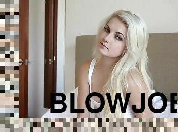 A pale sexy blonde sucks dick like a pro