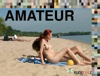 Petite Nudist Teen Enjoys A Beautiful Day At The Beach