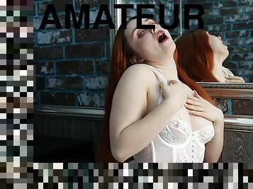Redhead teen masturbating her tight pussy