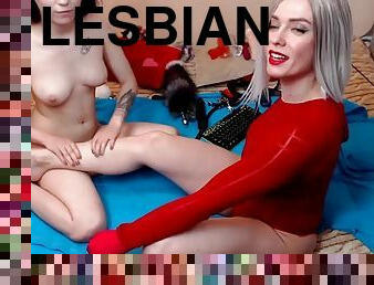 vagina-pussy, kurus, lesbian-lesbian, webcam, berambut-cokelat, tungkai-kaki, menggoda