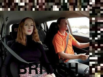 British beauty blows and gets banged after driving lesson