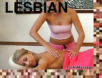 Lesbian, big tits, blonde, erotica, massage, tease