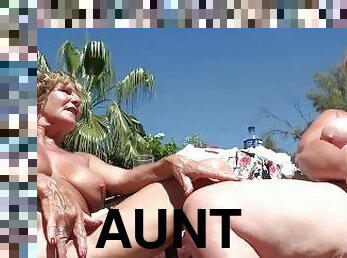 Aunt Judy's XXX - Busty Mature MILFs Melody & Molly Get Naughty Outdoors