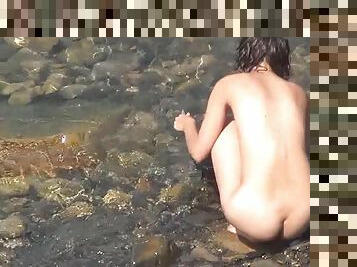 nudisti, allaperto, videocamera, spiaggia, voyeur, ragazza-fidanzata, telecamere-nascoste