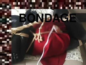 Latex bondage kigurumi vibrating