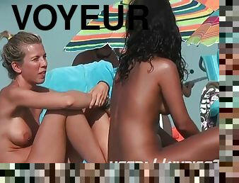 Real beach voyeur video with sexy European babes