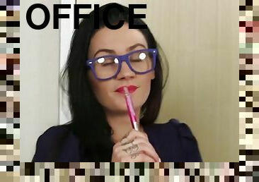 Office femdoms cocksucking sub on desk