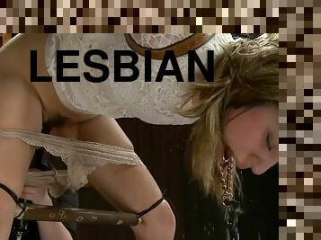 Tied up lesbian spanked and vibrated Claire Adams, Lia Lor