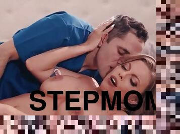 Beautiful blonde stepmom seduces her stepson
