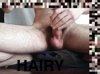 Hairy man is masturbating