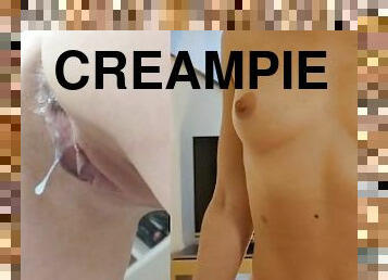 mengandung, alat-kelamin-wanita, merangsang-dengan-tangan, creampie, merangkap, ketat, skrotum