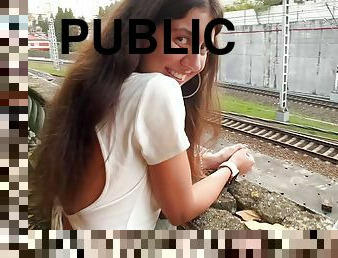 I could not resist and fucked my girlfriend right at the station in public!