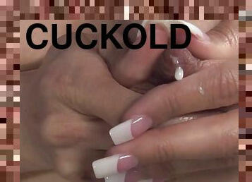 Loyal cuckold watches her cheat and cleans up her pussy