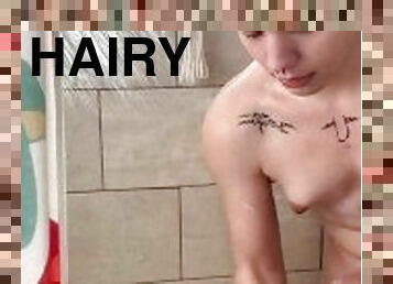 shower with a sexy hairy trans girl