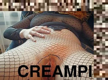 doggy-style, fitta-pussy, milf, mamma, creampie, nätstrumpor, bedragen