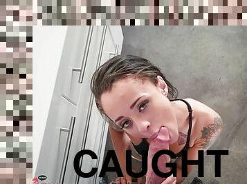 Holly hendrix was almost caught sucking the big cock