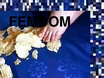 Findom Feet walk over Crunchy Fries (For sale)