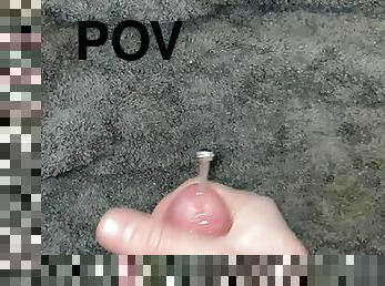 POV penis plug masturbating cumshot