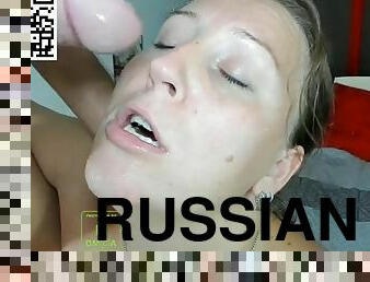 Russian milf sucks cock
