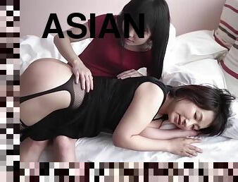 asiatisk, store-patter, onani, lesbisk, milf, japans, røv-butt, fetish, brunette, smæk