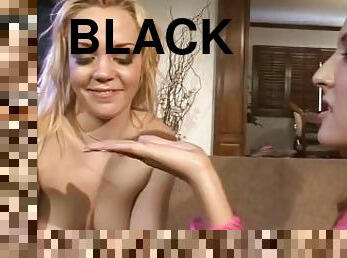 Blonde bimbo duo get fucked by huge black cock and swap cum load
