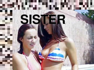Step sister lesbians in bikini