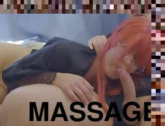 She asks me to massage her back, and I put my dick in her throat and cum. She didn't even mind swall