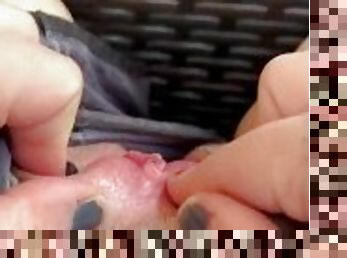 clito, poilue, orgasme, en-plein-air, chatte-pussy, amateur, milf, point-de-vue, serrée, parfait