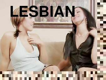 Alyssa fucks her lesbian friend while her man masturbates