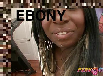 PervCity Ebony Slut Deepthroats Huge Cock