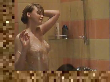 Hot shower sex with teen couple in amateur vid