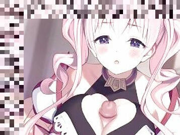 Cute Pink Big Titty hentai girl gives a titjob!
