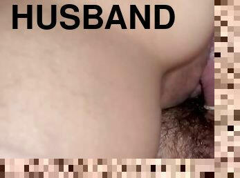 Cumming all over my husband hard dick