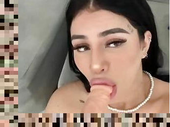 HOT LATINA GIVES YOU THE BEST SLOPPY BLOWJOB OF YOUR LIFE WHILE HER BOYRIEND IS OUT OF TOWN