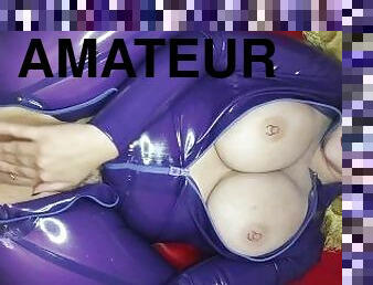 Purple Latex, Squirt, Anal, Cum on Tits